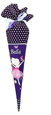 Glückspilz Schultüte mit Namen personalisiert, Ballerina-Lila, Zuckertüte aus Stoff genäht, mit Rohling,