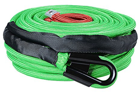Astra Depot Cuerda de cabrestante sintética verde de 950 pies y 3/8 pulgadas, 22000 libras, protector de calor de roca, recuperación de coche, ATV, UTV, camión, barco