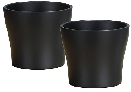 scheurich 2er Set Klassisch Anthrazit Keramik Pflanztöpfe - 19,1 cm Dekorative Töpfe für Zimmerpflanzen - Wasserfeste & UV-beständige Pflanzgefäße - Langlebiges, bruchfestes Design - Made in Germany