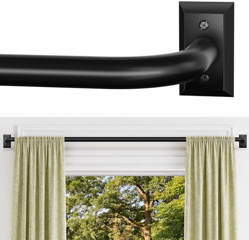 ZYRW Black Curtain Rod, Room Darkening Rods for Windows 28 to 48 Inches(2.3-4Ft), Wrap Around Curtain Rods, Heavy Duty Blackout Drapery, Modern Decorative Window Treatment Rod, Matte Black