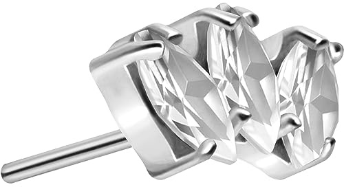 PIERCINGLINE Titan Aufsatz mit Push Pin 3 KRISTALLTROPFEN OHNE Labret Stecker Piercing Ohr Helix Tragus Conch Silberfarben