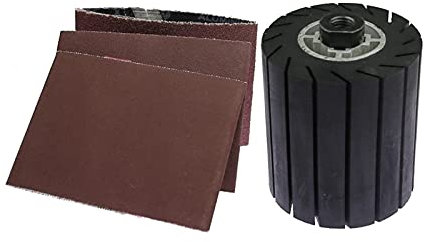 LSSEDA Bandas de Lijado, Accesorios for lijadoras de Banda, Rueda de Pulido de Goma de Tambor de Amoladora Angular 3 en 1 Juego de Bandas de Lijado de Rueda expansora