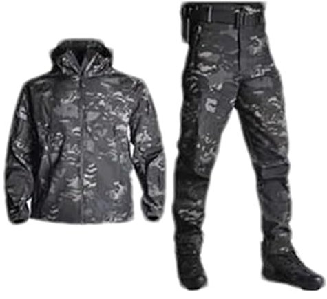 ZMIN Taktische Jacken Herrenbekleidung Militär Combat Fleece Techwear Winddicht Wasserdicht Atmungsaktiv Thermo Kapuzenjacken Black CP suits XXL