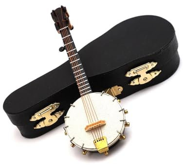 Ornamente für Musikinstrumente 1 Stück Miniatur-Banjo-Modell Mit Halterung Und Koffer, Mini-Musikinstrumenten-Zubehör (Size : 20cm)
