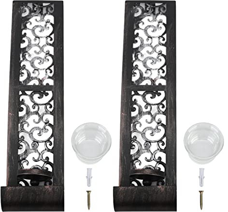 Topyond Wandkerzenhalter, 2 Stück, Exquisite Eisenkunst, Wandkerzenhalter, Wandhalterung, Kerzenleuchter, Wanddekoration Für Zuhause Und Büro