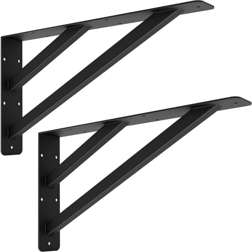 VANROUG Countertop Support Brackets,406 x 228 mm Heavy Duty Shelf Brackets,Wall Mounted Solid Shelf Brackets, L Brackets Floating Shelf Bracket for Scaffold Board Worktop Shelves Desk, Max Load 500lbs