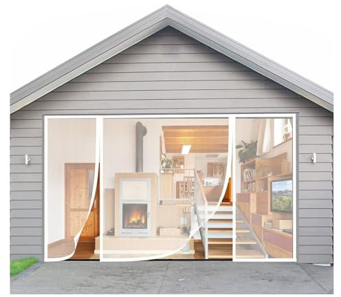 Fliegengitter Magnet Tür 155x200cm Insektenschutz Vorhang Kinderleichte Klebemontage für Wohnzimmer/Terrassentür，Weiß