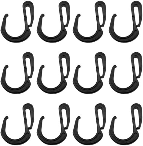 zutisay Ganci a S in plastica per corda elastica, ganci in rete di nylon, per valigie, tetto, bici, 12 pezzi