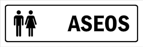 Toilets, white informational sign SP025-1mm flexible Plastic sign (150mm x 50mm)