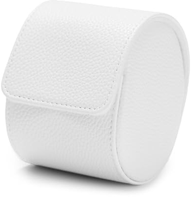 Papten Single Watch Roll for Men Premium PU Leather Watch Roll Travel Case‌ Secure Organiser, Watches Display Storage(White)