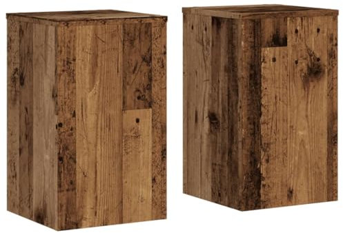 vidaXL Pflanzenständer 2 STK., Blumenständer Hohle Konstruktion, Dekosäule Podest für Pflanzen Dekoartikel, Blumenhocker Blumensäule, Altholz-Optik Holzwerkstoff