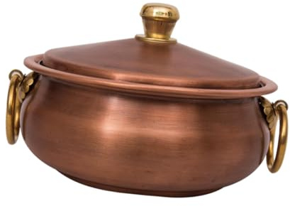 Perfeclan Kupfertopf, Kochgeschirr mit Deckel, Bratpfanne, Kupferkochtopf im Vintage-Stil, binauraler Topf für Picknick, Herd, Haushalt, Kochen zu Hause, 16 cm Durchmesser