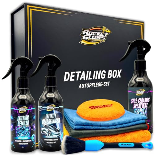 Autopflege Starter Kit - Rocket Detailing Black Box 10-teiliges Autopflege Set für Einsteiger mit Anleitung in Premium Magnet-Geschenkbox - Schwarz-Matt