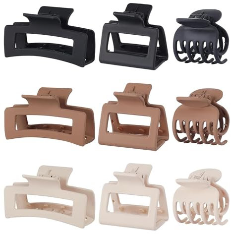 9 Stück Haarklammer Set, 3 Stile Haarspangen Damen Rutschfest Haarklammern Matte Haarschmuck Haarstyling-Zubehör für Dickes und Dünnes Haar