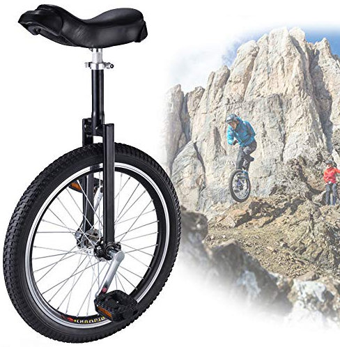 QZLNONTK 18 Zoll verstellbares Einrad for Erwachsene – Outdoor-Balance-Radfahren mit rutschfesten Reifen und stabilem Aufbewahrungsständer(Black)