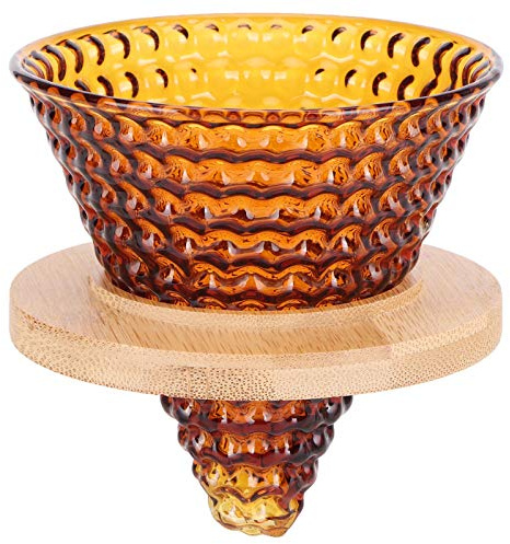 RASTKY Bicchiere da caffè D, Pentola Filtro in Vetro Riutilizzabile Imbuto Versare il Filtro del caffè Kalita D Bollitore Accessori per la Macchina Sopra Marrone Trasparente (BROWN)