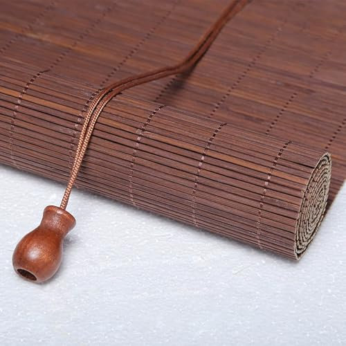 NEXOPKSVCR Natur Bambus Rollo Für Aussenbereich,Bambus Raffrollo Ohne Bohren,Retro Bambus Rollo Jalousie Mit Lifter, Klemmfix Schilfrohr-Rollos Für Außen Terrasse Balkon Küche(Brown)