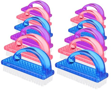 Holibanna 12pcs Dust Brush Plastic Nail Brush for Manicure Handle Grip Nail Cleaner