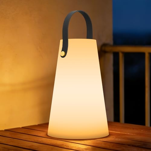 GGII Lampada da esterno a LED con telecomando, lampada da tavolo portatile per esterni, 8 colori, ricaricabile tramite USB, luce a batteria impermeabile per giardino, esterno, camera da letto, bar