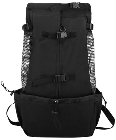 Nicear Hunderucksack mit Kordelzug Kopf Out Design Welpen Träger Rucksack für kleine mittlere Haustier Reise Wandern Outdoor Sicherheit/bequem/leicht (XL Schwarz)