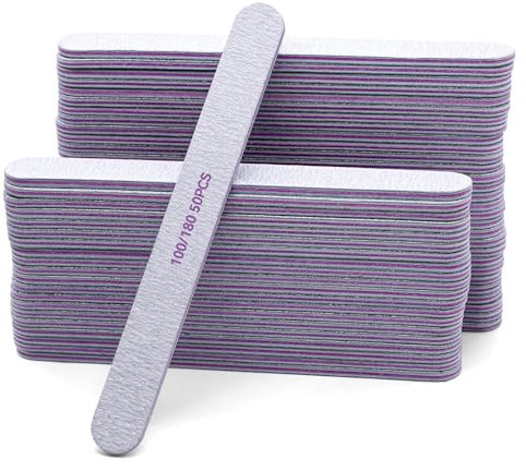 NVGFTG 50 Pezzi Lime per Unghie 100/180, Lima per Unghie, Lima Unghie a Doppia Faccia Riutilizzabile 100/180 Grana, Lime Unghie per Uso Domestico e Salone (Dritto)