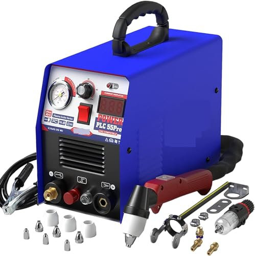 KONGMM Taglierina al Plasma, Tagliatrice al Plasma ad Arco IGBT Macchina da Taglio al Plasma CNC monofase PLC55PRO 55Amp 14mm Acciaio Tagliato Tutto in Metallo per Fogli verniciati e ruggine di Volo