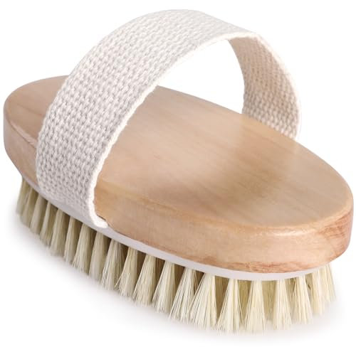 Spazzola per Corpo，GeeRic Spazzolatura a Secco/Umido a Corpo con Cinturino Esfoliante Spazzole da Bagno Setole Naturali Leggero Migliora Imperfezioni di Pelle/Elimina Edemi