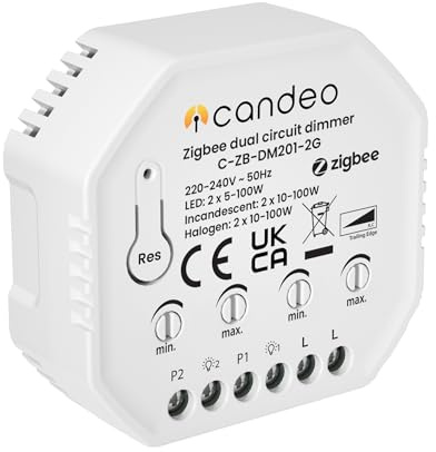 Dual Circuit Zigbee Smart Dimmer Switch Module -LED & Halogen | No Neutral Required | Compatible with Home Assistant, zigbee2mqtt & other zigbee hubs