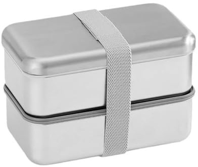GRFELI Caja bento de acero inoxidable, apta para microondas, a prueba de fugas, fiambrera japonesa, recipiente de metal para el almuerzo, apto para lavavajillas, 800 ml (Silver2)