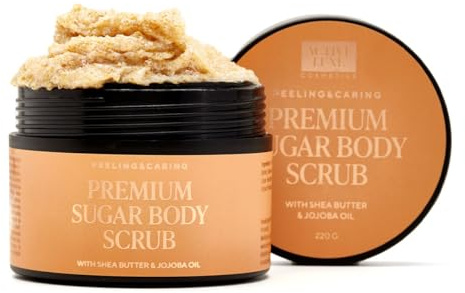 Active Luxe Premium Sugar Scrub – Scrub Corpo Esfoliante al profumo di cioccolato & arancia per pelle morbida – ingredienti naturali – cura corpo donna, 220 g