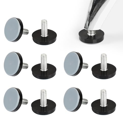 Feirdhoo 10 stycken teflonglidare, möbelfötter, nivelleringsfötter med gänga M6 Ø 20 mm, justerbara stolsfötter, för bordsben, skåpben, soffa, höjdjusterbara fötter för möbler