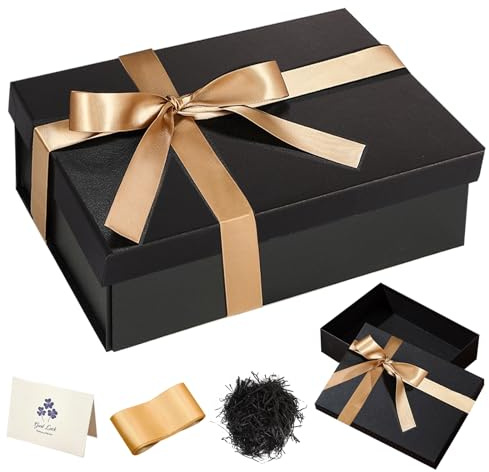 Black Gift Box, 40x30x15cm Large Gift Box with Lids for Present