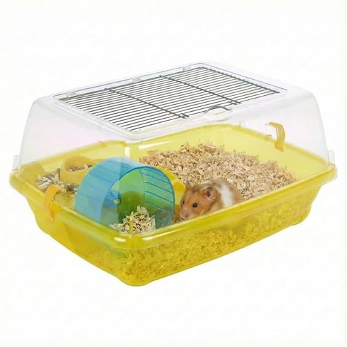 URBNLIVING Hamster Cage with Wheel Food Bowl & Wire Top Small Animal | Spacious Habitat With Exercise Wheel, Feeding Bowl And Ventilated Wire Top For Small Pets
