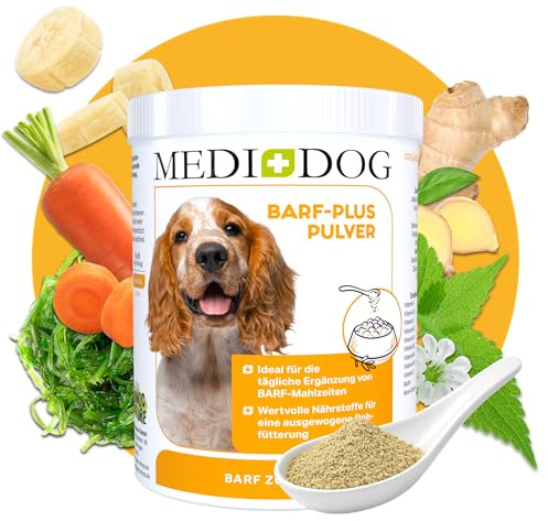 MEDIDOG Barf Plus Pulver- 500g für Hunde, Barf Zusatz, mit Vitaminen und Spurenelementen