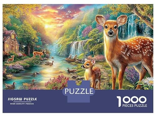 Deer 1000 Pièces Puzzles pour Adultes sur Le Thème De in Enchanted Forest Premium Quality Jeu ÉduChatif Loisir Détente Écologique Matériaux Recyclés 38x26cm/1000pcs