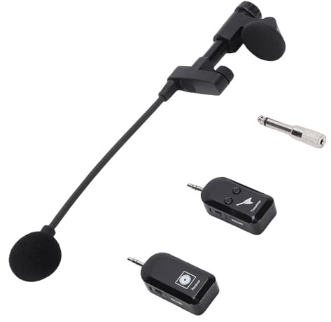 Luocute 2,4-G-Instrumentenmikrofonempfänger mit Abnehmbarem Saugnapf für Gitarre, Violine, Cello, Akkordeon, Lautsprecher, Tonabnehmer, Bühnenaufführung, Live-Rauschunterdrückungsmikrofon