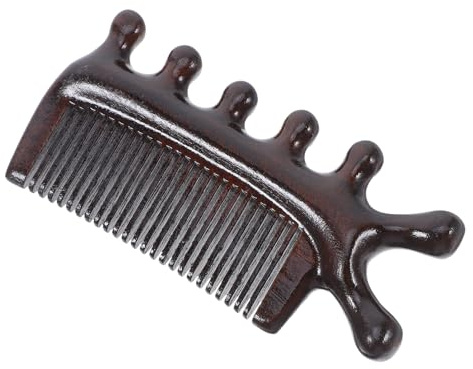 Operitacx Peine de Masaje de Sándalo 5 Dientes Anchos, Multifuncional para Cuero Cabelludo, Terapia de Relajación y Desenredar Cabello, Herramienta Compacta para Bienestar y Cuidado Facial