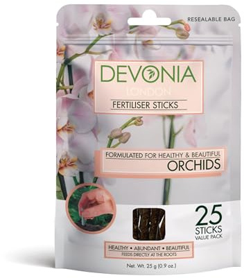Devonia Orchid Feed (25 Fertiliser Sticks for Orchids) | Slow-Release Indoor Plant Food | Pre-Measured Plant Feed with No Mess or Overfeeding | Orchid Food for All Varieties