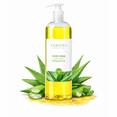 YAMUNA NATURAL BEAUTY Massageöl, 100% pflanzlich, Naturkosmetik aus Ungarn. Professionelles Öl – frei von Paraffin und Parabenen für eine erfrischende Massage.Gratis Spender! (1000 ml, Aloe Vera)