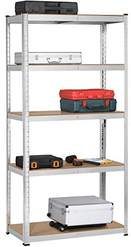 Yaheetech Scaffale Scaffalattura da Garage 180 x 90 x 40 cm in Acciaio Zincato a 5 Ripiani Magazzino per Carichi Pesanti 875 kg Mensola Regolabile da Cucina Salvaspazio