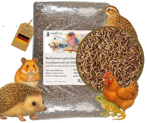 Samore 5 kg Mehlwürmer getrocknet - Vogelfutter Fisch-Futter Nager Vögel Reptilien Igel