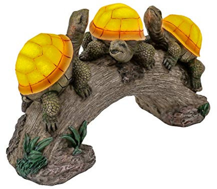TERESA'S COLLECTIONS Gartenfiguren für Außen Schildkröten Gartendeko Solar Gartenleuchte für Draußen Harz LED Solarleuchte Wasserfest Schildkröte Garten Figuren für Rasen Balkon Terrasse Hof 17.5cm
