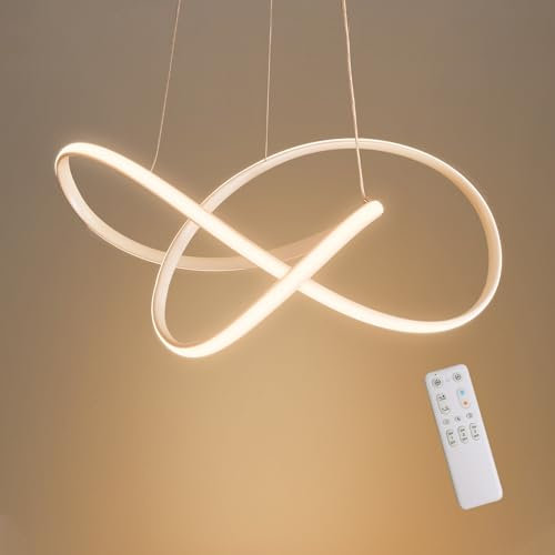 MOUNM Lampadario Soggiorno, Lampada a Sospensione 30W 3000Lumens, Lampadari a LED Dimmerabili 3000K-6000K con Telecomando, Adatto per Sala da Pranzo, Soggiorno, Camera da Letto, Ufficio, ecc.