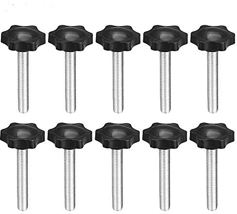 10 STÜCKE M8x50 M8x60 Gewinde Klemmknopf Schwarz Kunststoff Handknob Sternform Schraube auf Knopf für Werkzeugmaschine