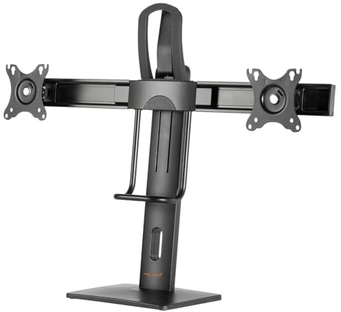 mywall Monitorhalterung HL19L mit Federsystem, geeignet für 2 Flachbildschirme, höhenverstellbare Bildschirmhalterung für Monitore von 17-27 Zoll, Dual Monitorhalterung belastbar von 4-12 kg