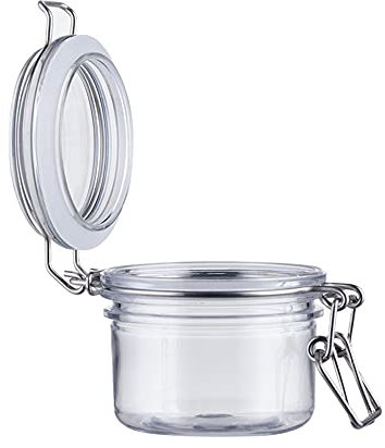 2pcs 100ml Plastic Jars with Airtight Lid Wide Mouth Mason Sealed Jars with Bail & Trigger Clamp Lids for Home Kitchen, Arts Crafts Projects, Mud Mask, Decoration, Snack Foods and Sauces