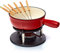 Bonvivre Gusseisen Fondue Set für 6 Personen - 2 Liter - Fondueset 9-teilig mit Brenner und 6 Gabeln - mit Emaille-Beschichtung - geeignet für Käsefondue Schokofondue Fleischfondue Gemüsefondue
