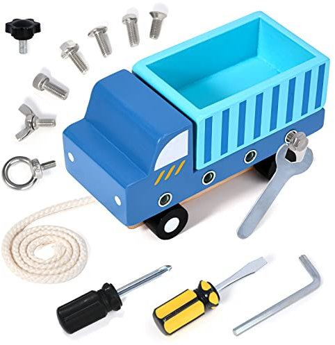 Atoylink Montessori Spielzeug ab 3 4 5 6 7 Jahre Holz Werkzeugkoffer Schraubbrett Holzspielzeug Werkzeug mit Schrauben Schraubendreher Werkzeugkasten Motorikspielzeug Geschenk Kinder Jungen Mädchen