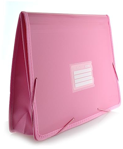 Colorline by Office Box Colorline Sammelmappe mit Gummizugverschluss und Faltenbalg XXL Größe A4+ – Hohe Kapazität und Strapazierfähigkeit – aus 100 % recycelbarem Polypropylen (Rosa)