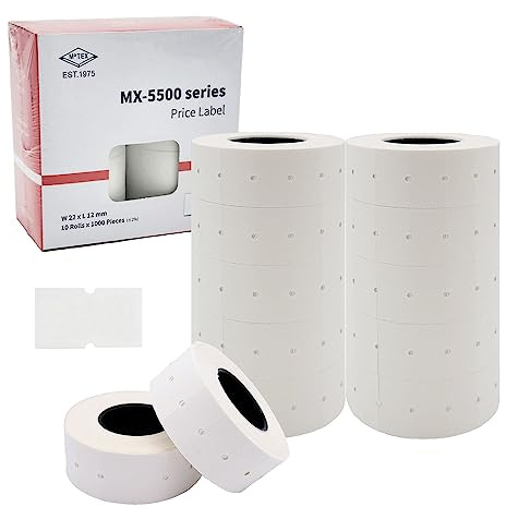 Motex 1 Line Labels - 10,000 White Blank Price and Date Gun Labels, Fits Perco 1 Line Price and Date Guns and MX-5500